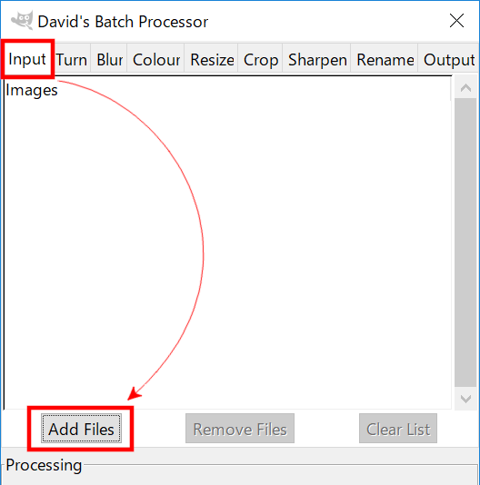 inputからAdd Filesでファイルを追加