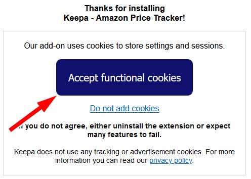 「Accept functional cookies」をクリック