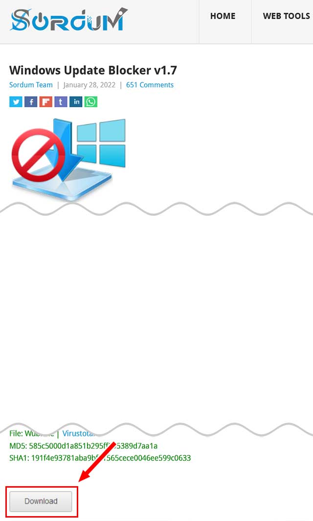 Windows Update Blockerをダウンロードする