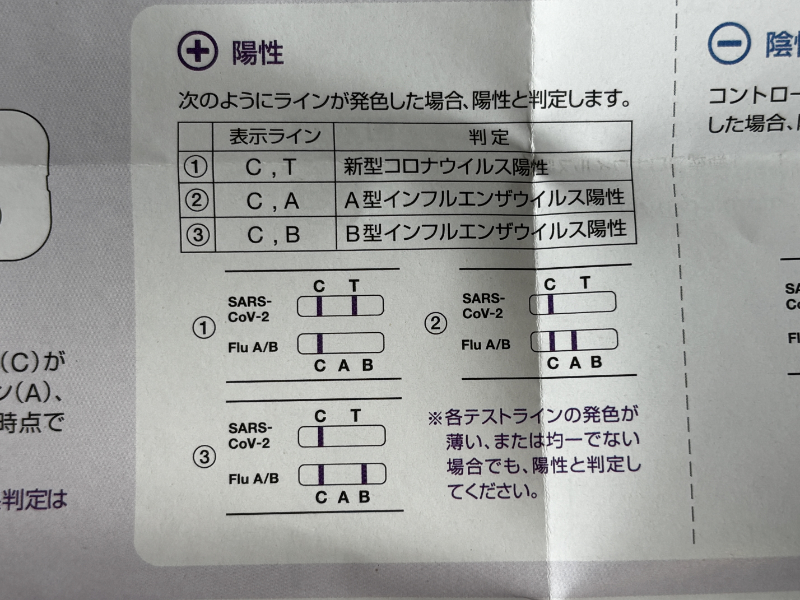 陽性の場合の表示パターン
